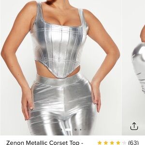 Fashion Nova Silver Metallic Corset Crop Top